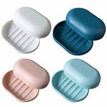 4-Pack Soap Dish Shower Soap Box Travel Soap Case with Lid Plastic Soap Box Container Holder Leakproof Soap for Shower Bathroom Shower Travel Camp Storage School Gym