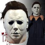 4TH Emotion Michael Myers Mask for Adult Kids, White Halloween Cosplay Costume, Scary Mask Original Michael Myers Face, Full Head Michael Myers Masks with Hair (1978)