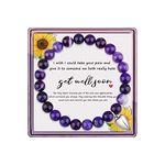 Get Well Soon Gifts Post Surgery Gifts for Women Surgery Recovery Gifts I Wish I Could Take Your Pain Puple Agate Heart Charm Bracelet Sorry for Your Loss, Cancer Gifts for Women (Purple getwellsoon)