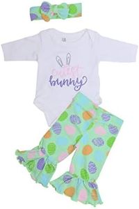 Unique Baby Girls First Easter Cutest Bunny Easter Egg Pants Set (3m)