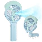 HandFan Handheld Fan Misting Hand Held Fan Rechargeable Battery Operated Portable 3 Speeds & 55ml Spray &180°Foldable With Metal Clip USB Personal Water Fan For Travel Camping Outdoor Women