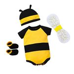 Lito Angels Bumble Honey Bee Bodysuit Costume Fancy Dress Up Clothes Set with Socks, Wings and Hat for Newborn Baby Girls & Boys Age 0-3 Months (Tag Number 70)