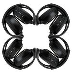 4 Pack of Two Channel Folding Universal Rear Entertainment System Infrared Headphones Wireless IR DVD Player Head Phones for in Car TV Video Audio Listening