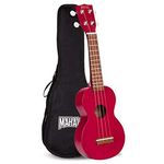 Mahalo Kahiko Soprano Ukulele for Beginners, Quality Musical String Instrument with Geared Machine Head & Instrument Case, Small Ukulele for Kids & Adults, Transparent Red