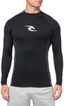 Rip Curl Men's Standard Waves UPF 50 Performance Long Sleeve Rashguard, Black Core