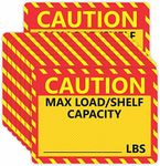 Pallet Rack Capacity Labels - (Pack of 60) 4"x3" Large Caution MAX Load Shelf LBS Warning Stickers for Industrial Warehouse Weight Safety Sign Decal