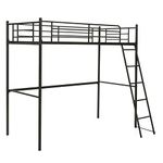 Multigot Loft Bunk Bed, Metal Ladder Bed Frame with Safety Guardrail, Single Space-Saving High Sleeper Beds for Kids Teens Adults (Black)