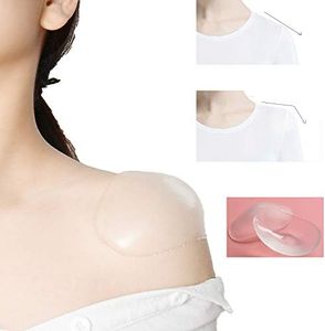 Majurphy Silicone Shoulder Pads Adhesive Soft Shoulder Push-up Pads Soft Sticky Anti-Slip Shoulder Enhancer Pad,L,2 Pair,Clear