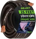 GearIT 1/0 Gauge Wire Oxygen Free Copper OFC (25ft - Black Translucent) 0 AWG - Primary Automotive Wire Power/Ground, Battery Cable, Car Audio Speaker, RV Trailer, Amp, Electrical 0ga - 25 Feet