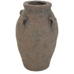 Deco 79 Ceramic Handmade Textured Vase with Handles, 10" x 10" x 15", Dark Brown