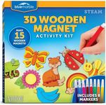 Blue Marble Wooden Magnet Craft Kit - Create & Paint 15 Nature-Themed Magnets with 8 Watercolor Pens, Magnet Art Kit, DIY Magnets for Kids, Magnet Arts and Crafts, Magnet Painting Kit for Kids