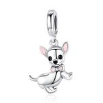 FeatherWish Sterling Silver 925 Puppy Dog Chihuahua Pet Animal Family Love Forever Best Friend Dangle Pendant Charm Fits And Compatible With Pandora Bracelets Gift Birthday Daughter Mum Friend