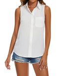 MINTLIMIT Sleeveless Shirts for Women Chiffon Blouse Button Down Tunic Tops Vest Going Out (White S)