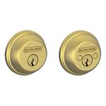 Schlage B62N 608 Double Cylinder Deadbolt, Satin Brass