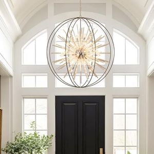 Vezzio Extra Large Modern Black Crystal Chandelier for High Ceiling Foyer