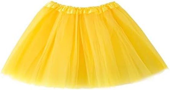 Lanzom® Women's Classic Elastic 4-Layered Tulle Tutu Skirt Ballet Party Costume (Yellow)