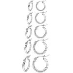 5Pairs Sterling Silver Hoop Earrings-Silver Hoops Earrings for Women Sleeper Small Hoop Earrings Tiny Mini Hoop Earrings for Girls Women 8/10/12/14/16mm PABBEU