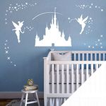 Disney Castle Girls Wall Art Sticker - Fairies Fairy Tinkerbell Stars [White]