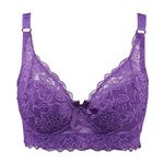 NIBESSER Push Up Bra for Women Full Coverage Non-Foam Floral Lace Plus Size Underwired Bra Comfortable Soft Breathable Ladies Lace Bras Padded Underwire Bra Demi Plunge