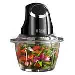 Russell Hobbs 24662 Desire Mini Chopper, Vegetable and Onion Chopper, 500 ml Capacity Glass Bowl, Matte Black, 200 W