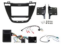 Full Car Stereo Installation Kit compatible with Vauxhall Insignia 2008-2013 Black Double Din Fascia, Steering Wheel interface, antenna adapter and patch lead