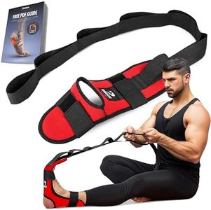 DMoose Fitness Foot & Calf Stretcher - Hamstring Stretcher for Plantar fasciitis, Achilles Tendonitis, & Heel Spurs - Yoga Stretching Strap for Lower Back Pain - Flex Strap for Physical Therapy