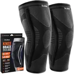 DR. BRACE ELITE Knee Compression Sleeve with Size Stabilizer {2 Pack} Knee Brace for Women & Men, Workout, Sports, Daily Knee Braces for Maximum Knee Pain Support & Fast Recovery - Check Size Guide Video (ZBL ,Large)