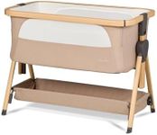 Silver Cross - Lunar Bedside Crib with Travel Bag - Next to me Crib From Birth to Approx. 6 months (9kg) - Drop Down Panel For Safe Side by Side Sleeping - 7 Height Positions & Incline Option