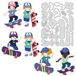 BENECREAT 14.3x10.5cm Skateboard Pattern Metal Cutting Dies, Sport Themed Boy Skiting Embossing Stencil Template for DIY Crafts Scrapbook ​Photo Album Decor Card Making(0.8mm Thick)