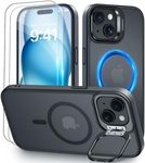 Beasyjoy Magnetic for iPhone 15 Case with Stand, Compatible with Magsafe, Military Grade Shockproof Protective Phone Case with Kickstand, Slim Case for iPhone 15 6.1 inch, Clear Black