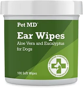 Pet MD - Dog Ear Cleaner Wipes - Otic Cleanser for Dogs to Stop Itching, Yeast and Mites with Aloe and Eucalyptus - 100 Count