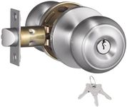 Entry Door Knob with Lock and Keys All Alike, Interior Door Knobs with Lock for Bathroom/Bedroom, Satin Stainless Steel Entrance Door Lock