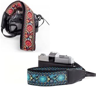 Art Tribute Red & Blue Woven Camera Straps Bundle Package - Best Gift for Photographers