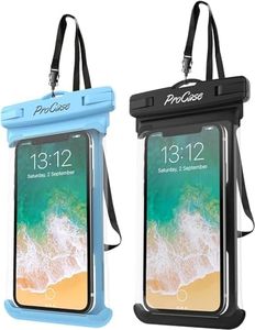 ProCase 2 Pack Waterproof Phone Pouch, Underwater Phone Case Up to 7", Dry Bag for iPhone 17 Air 16 15 14 13 Pro Plus Max, Galaxy S24 S23 S22 Ultra Pixel, Beach Essentials -Blue & Black