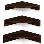 Alsonerbay Corner Shelf Wall Mount, Set of 3 Floating Shelves for Wall Storage and Display, Rustic Wall Shelves Wood Shelves for Bedroom, Kitchen, Living Room, Nursery and Office (Brown)