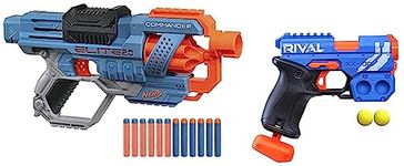 Nerf Rival Knockout XX-100 Blaster,Round Storage, 90 FPS Velocity, Breech Load & NERF Elite 2.0 Commander Rd-6 Blaster, 12 Darts, 6-Dart Rotating Drum, Tactical Rails,Plastic,Multicolor