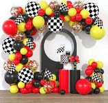 WODJR 126Pcs Racing Car Balloon Garland Racing Car Party Decorations Black Yellow Balloon Garland Racing Car Balloon Black Yellow Balloon for Casino Racing Car Party Decorations