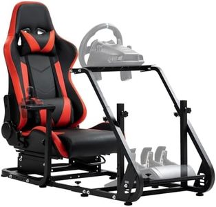 Hottoby Sim Driving Racing Cockpit with Red Seat Fit for Logitech/Thrustmaster/Fanatec G920,G923,G29,G25&T80,Mountable Monitor Stand, Double Arm Reinforcement,No Steering Wheel,Pedal & Handbrake