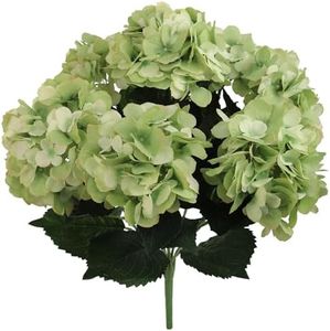 Larksilk Hydrangea Artificial Flowers - Faux Hydrangea Flowers - Home Decor, Easter Decorations, Spring Decor - Floral Centerpieces for Tables - 20" Floral Stems, Green, 3 Pieces