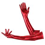 KINBOM Long Elbow Gloves, Shiny Patent Leather Gloves Long Cat Woman Accessories Stretchy 80's Gloves Opera Gloves Evening Party Dance Glove for Woman (Red)