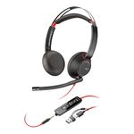 HP Poly Blackwire 5220 Wired Headset - Flexible Boom Mic - Noise Canceling - USB-C, USB-A, or 3.5mm - Ergonomic Over-Ear Design - Works with Microsoft Teams and Zoom - Work from Home Headset