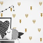 Geometric Triangle Arrow Wall Decor Home Removable Decals -Nursery Decor DIY Kids Room Boho Triangle Pattern Vinyl Art Wall Stickers (Gold)