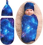 Galaxy Newborn Swaddle Blanket with Hat Set Baby Stuff Receiving Blankets Soft Transition Sleep Sacks Gifts for Infant Boys Girls