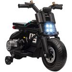 HOMCOM 6V Kids Electric Ride On Motorcycle Vehicle w/Siren, Horn, Headlights, Music, Training Wheels, for Outdoor Play, Ages 3-5 Years - Black