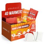 BRAMBLE 40-Pack Warmers - 20 Hand Warmers & 20 Foot Warmers - Long-Lasting Heat Packs (8h) for Outdoor Activities, Sports, and Cold Weather