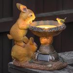 GloBrite Solar Rabbit Bird Bath for Garden | Garden Ornaments Outdoor Statue Garden Gifts | Waterproof Resin Sculpture with Solar Lights Outdoor Garden Ornament for Christmas Decorations & Home Decor