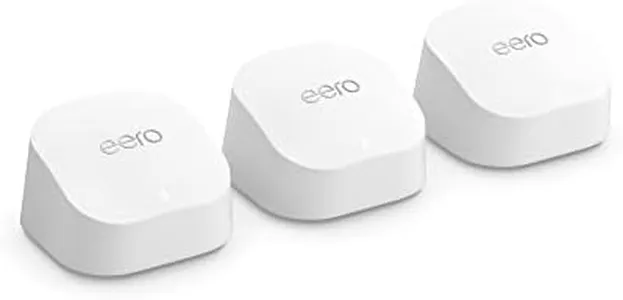 Amazon eero 6+ mesh wifi system - Supports internet plans up to a Gigabit, Coverage up to 4,500 sq. ft., Connect 75+ devices, 3-pack