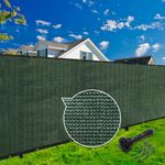 KANAGAWA 5ft x 25ft Privacy Screen Fence, 90% Blockage Heavy Duty 175 GSM Fencing Mesh Net Cover for Outdoor Wall Garden Yard Backyard 80 Cable Zip Ties Included Dark Green