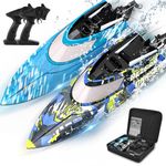 BEZGAR Remote Control Boat, 2 Packs 12 inch RC Boat Fast Speed 30KPH with Portable Suitcase for Lakes & Pools & Salt Water, Summer Toys for Adults, for Kids Boys Age 6 7 8-12 Years Old