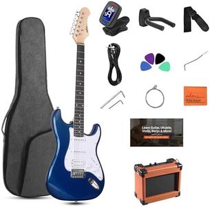 ADM Electric Guitar Beginner Kit 39 Inch Full Size Sunburst, Starter Package with Amplifier, Bag, Strap, String, Tuner, Cable and Picks, Blue